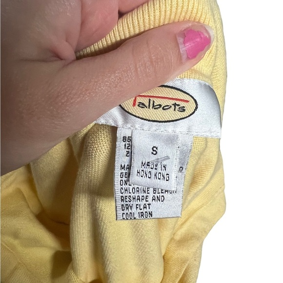 Light Yellow Talbots Knit Cotton-Blend Polo Small - Picture 4 of 5